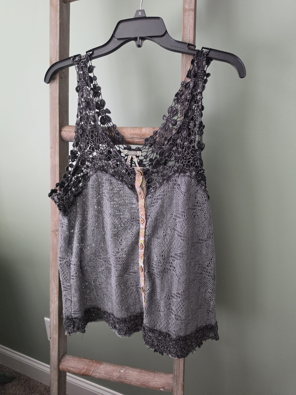 gimmicks by BKE Grey Crochet Lace Accent Camisole